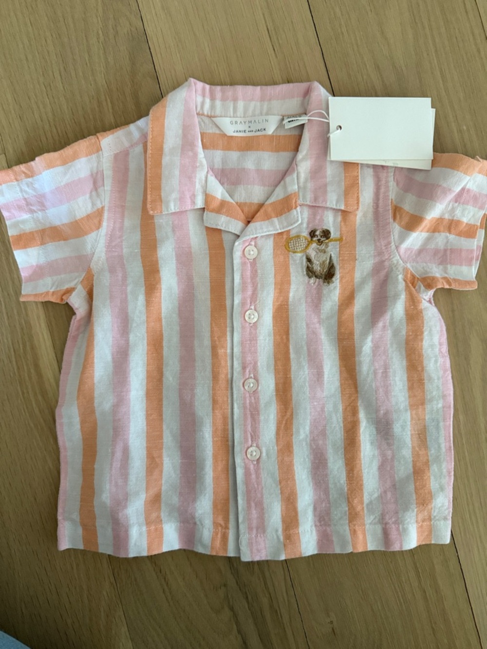 Gray Malin x Janie and Jack Kids Pink & Peach Striped Button-Up Shirt